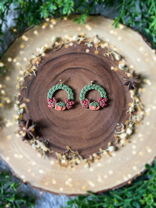 Autumn Wreath Ball Post Earrings