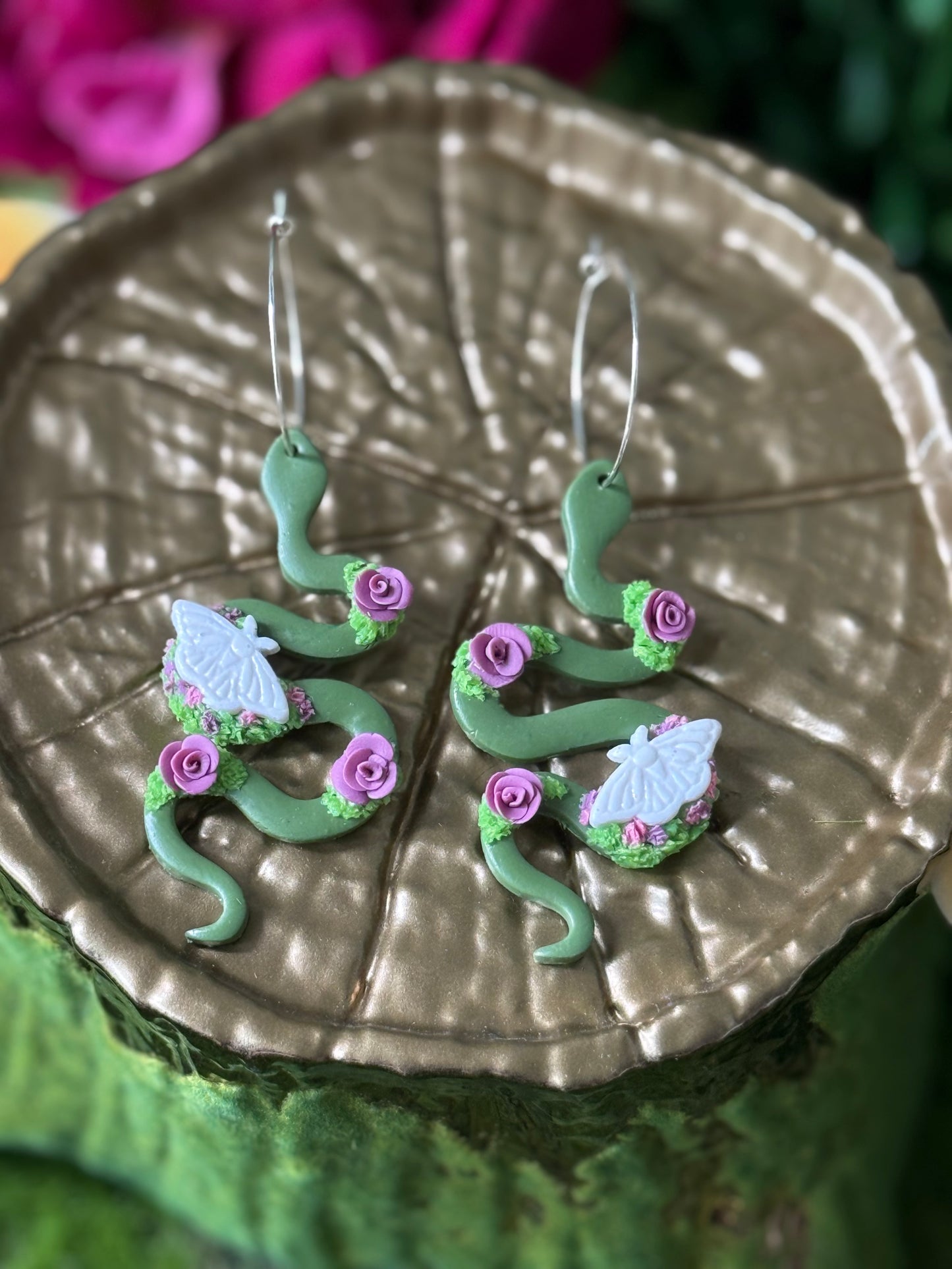 Garden Snake Clay Earrings