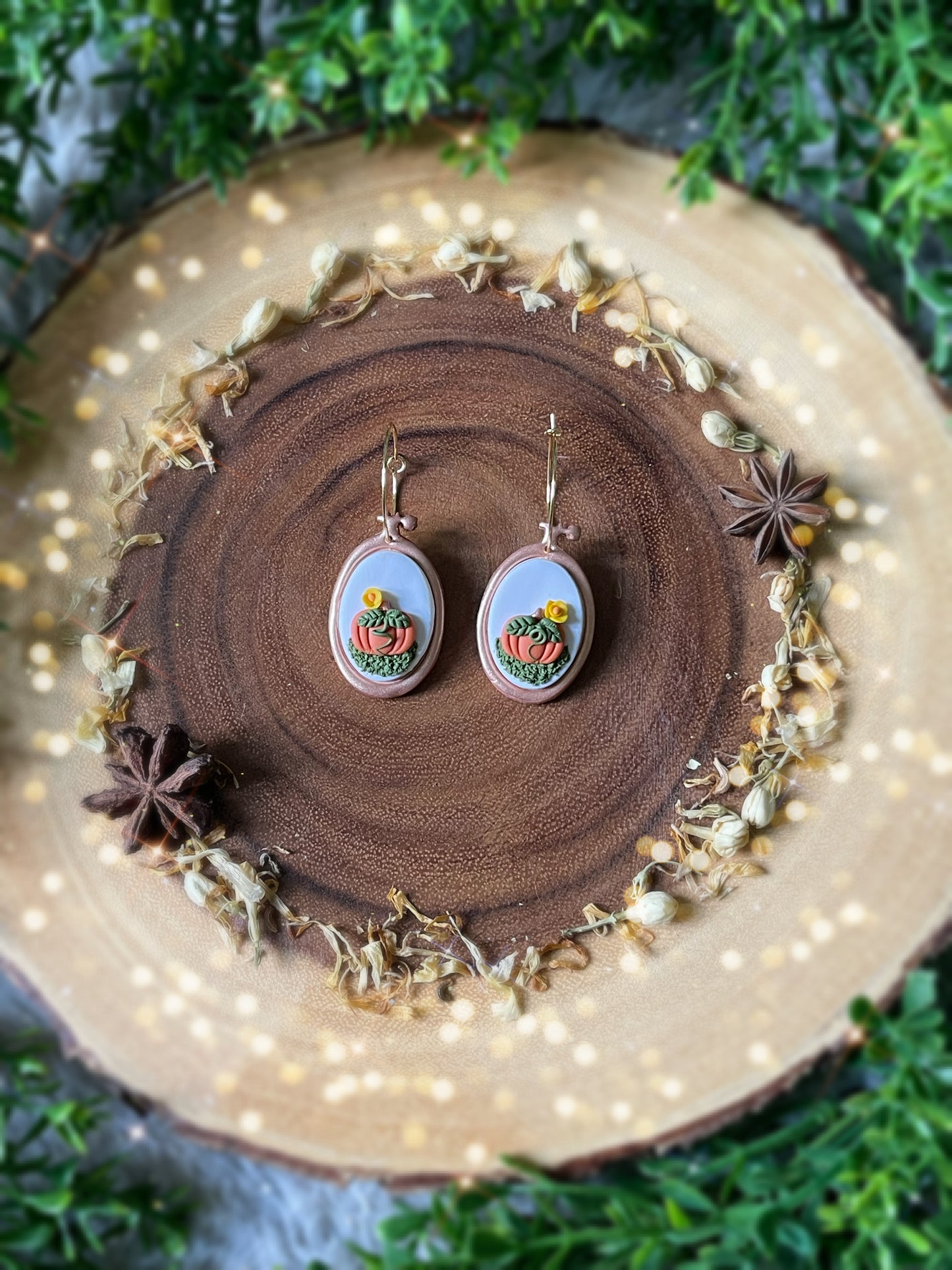 Pumpkin Embroidery Hoop Earrings