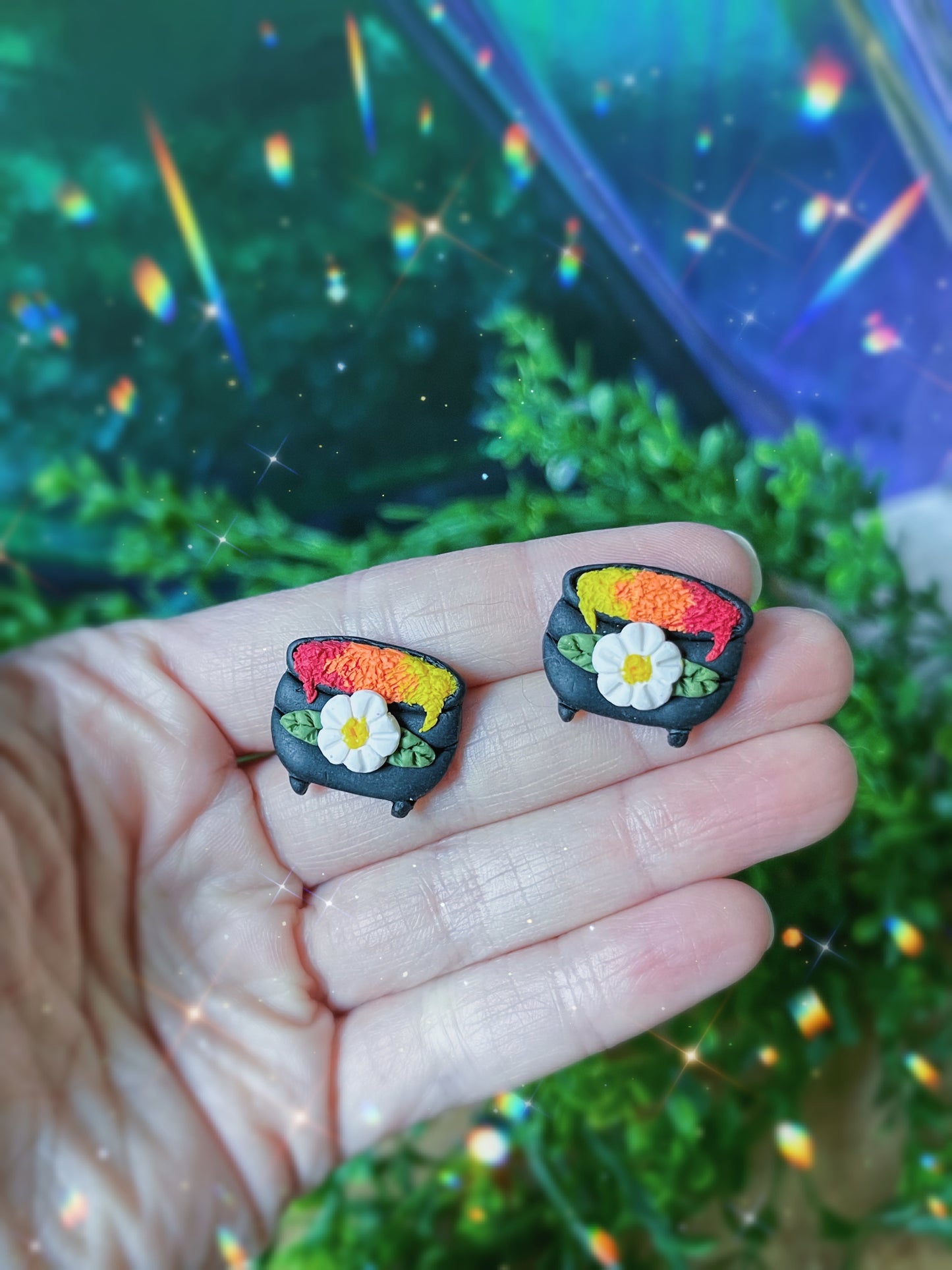 Autumn Cauldron Stud Clay Earrings
