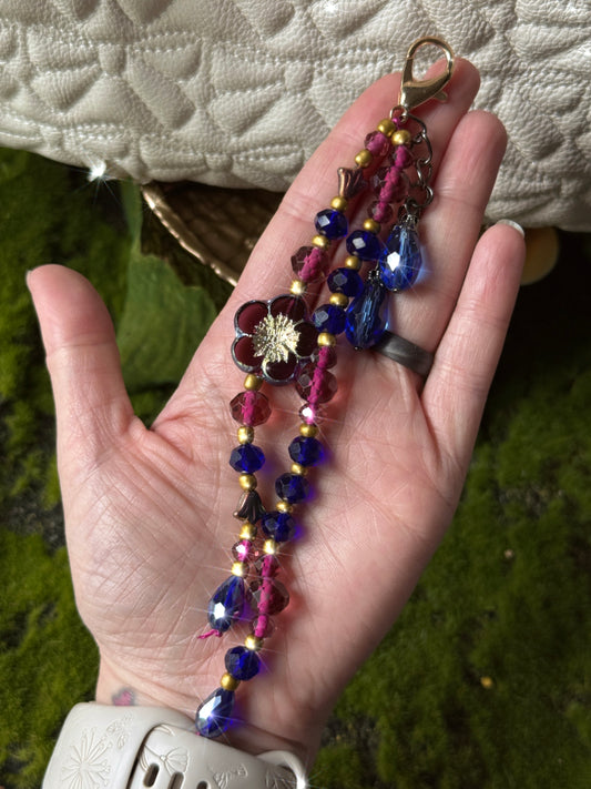 Bejeweled Flower Purse Charm