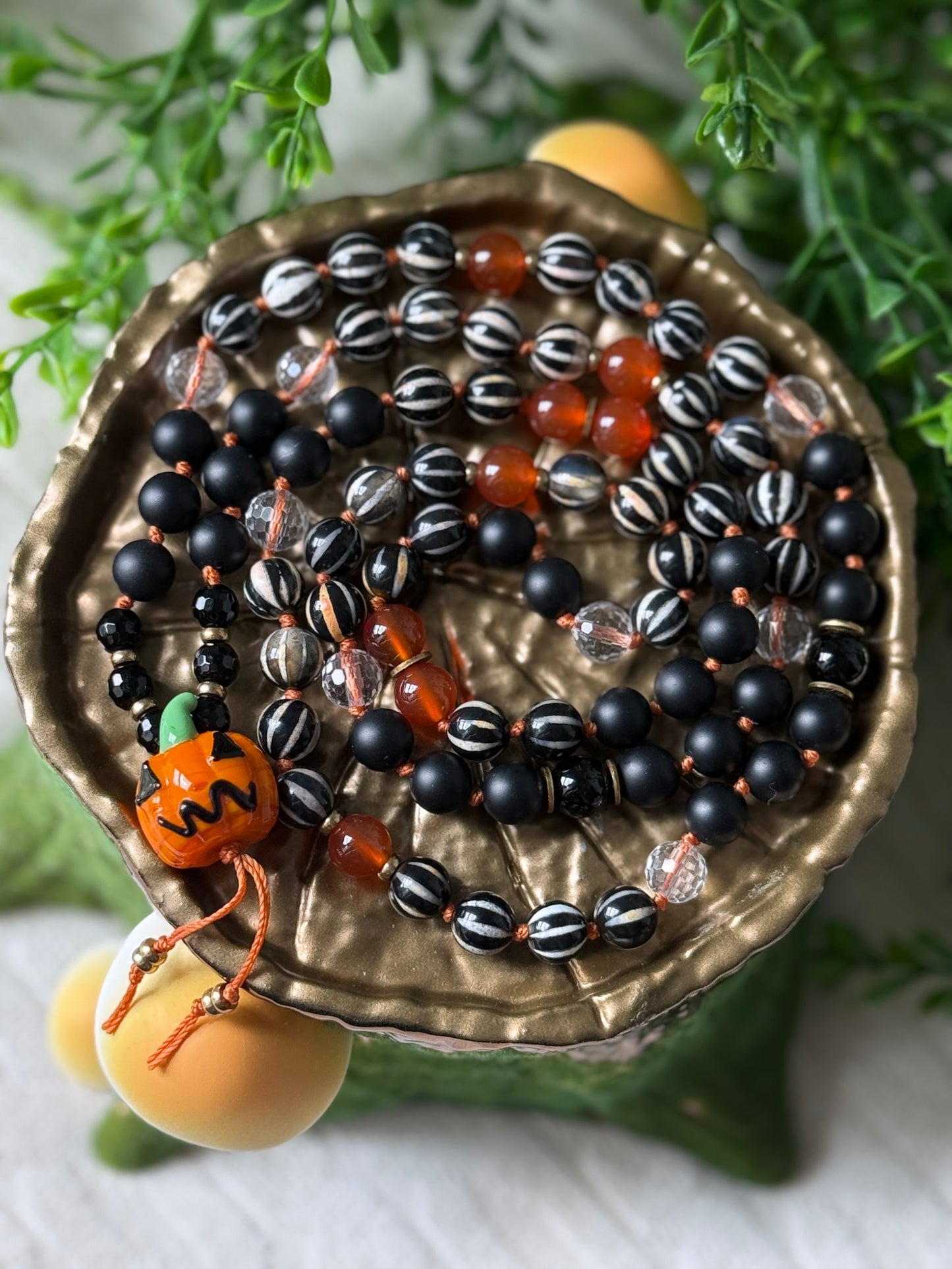 Pumpkin Jack hand-knotted Necklace