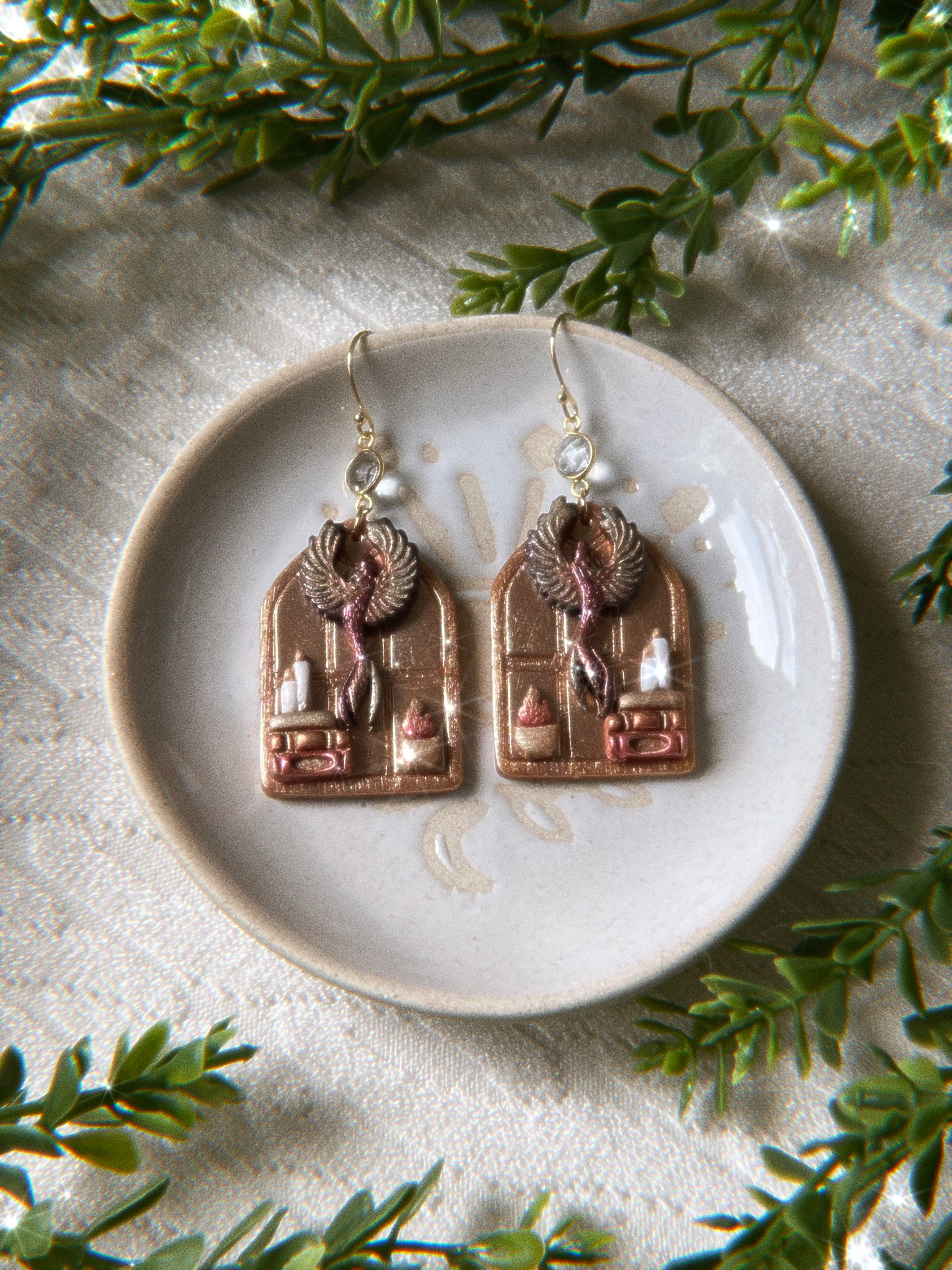 Phoenix Fire Shelf Hoop Earrings