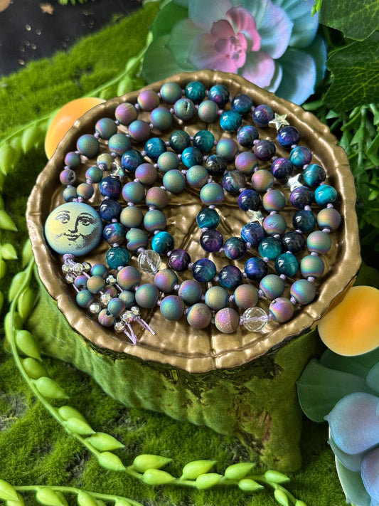 Whimsy Moon 🌝 90 bead Hand-Knotted Necklace