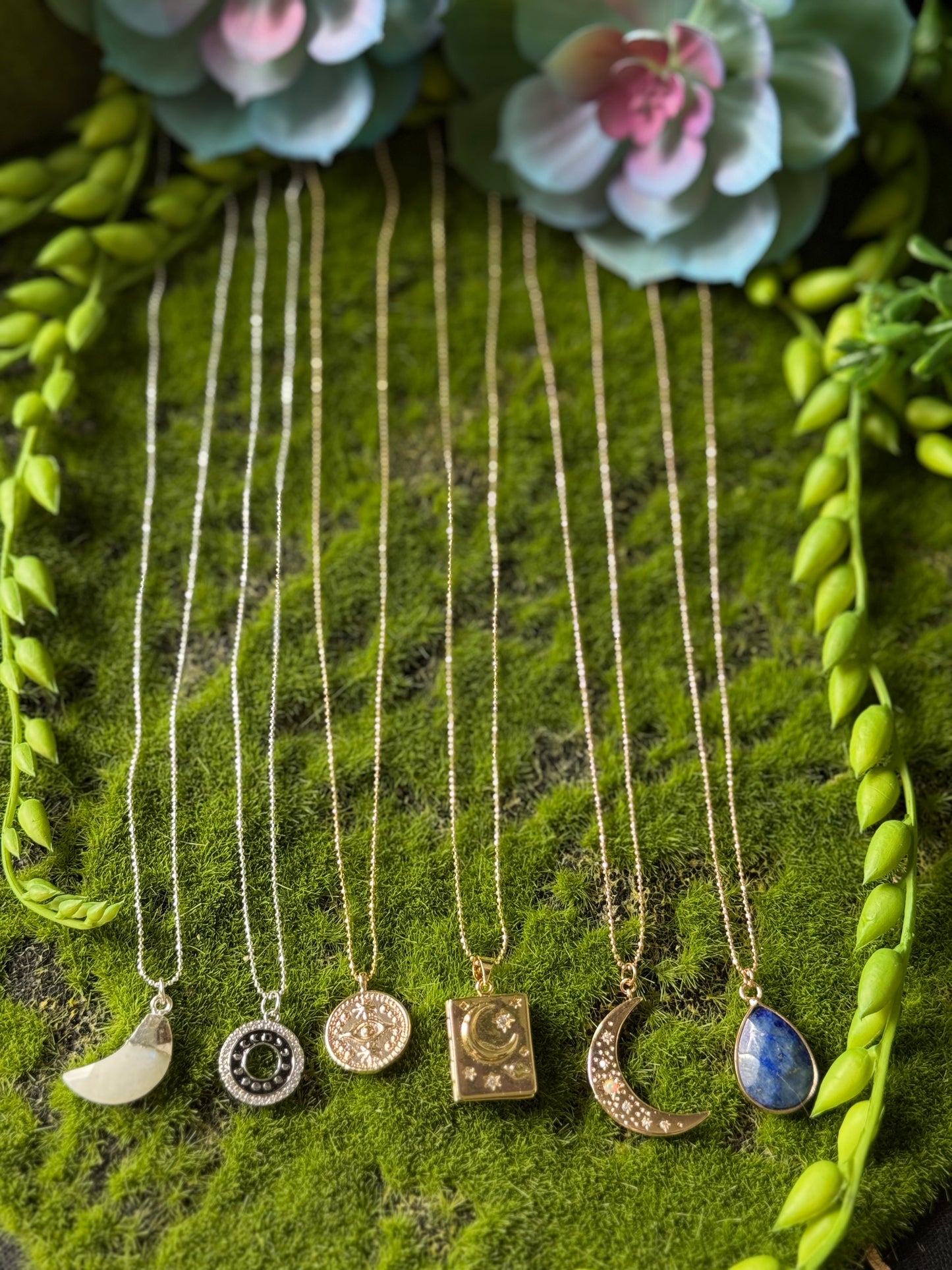Crescent Moonstone 16in Dainty chain