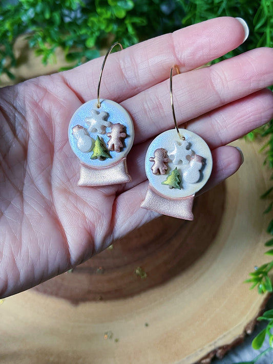 Winter Snowglobe Huggie Earrings