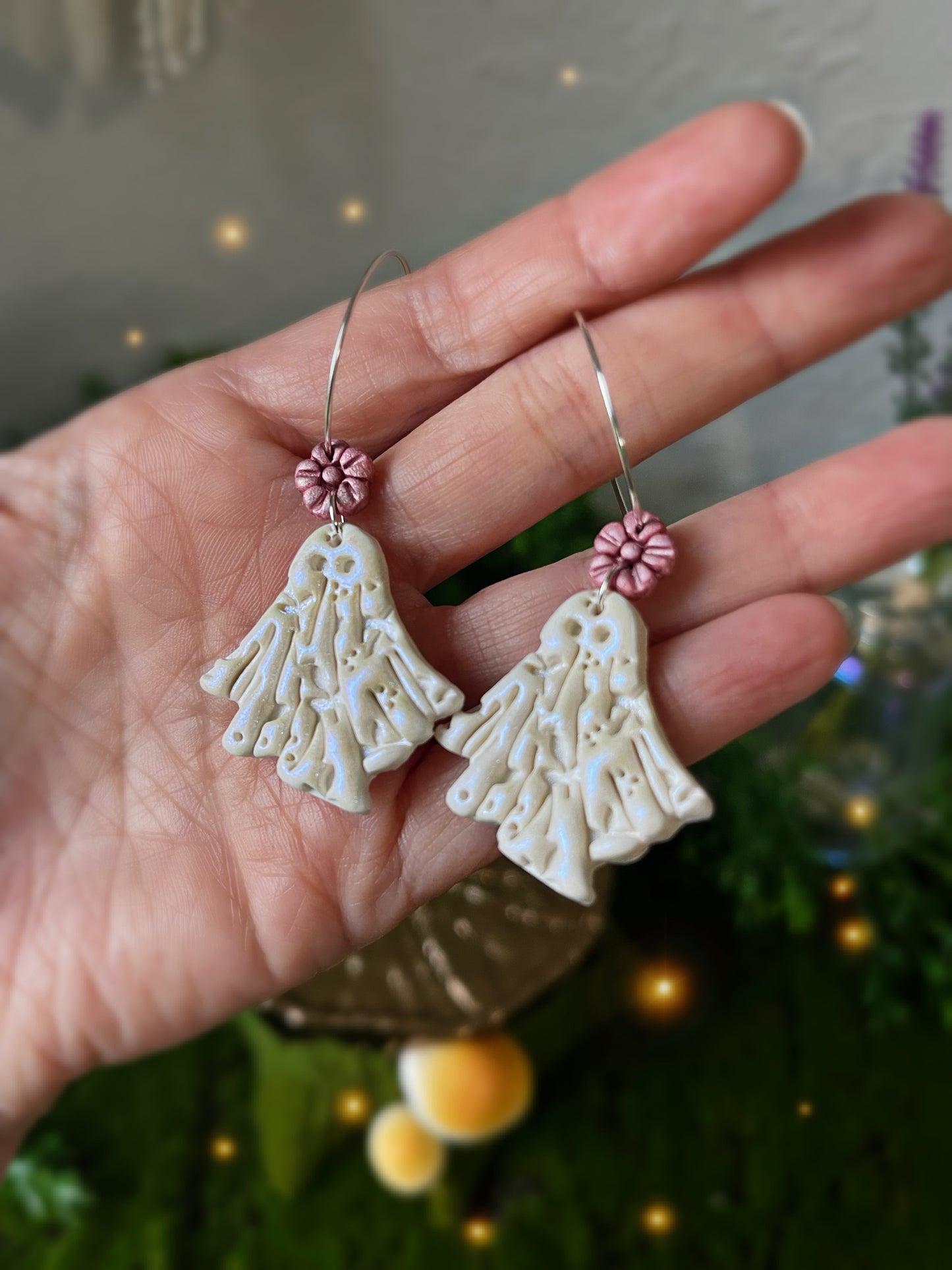 Flower Ghostie Hoop Earrings