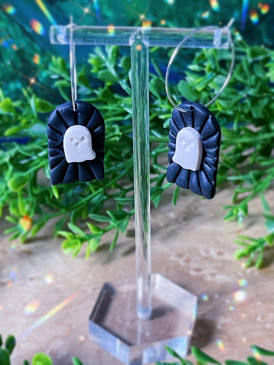 Ghost Arch Hoop Clay Earrings