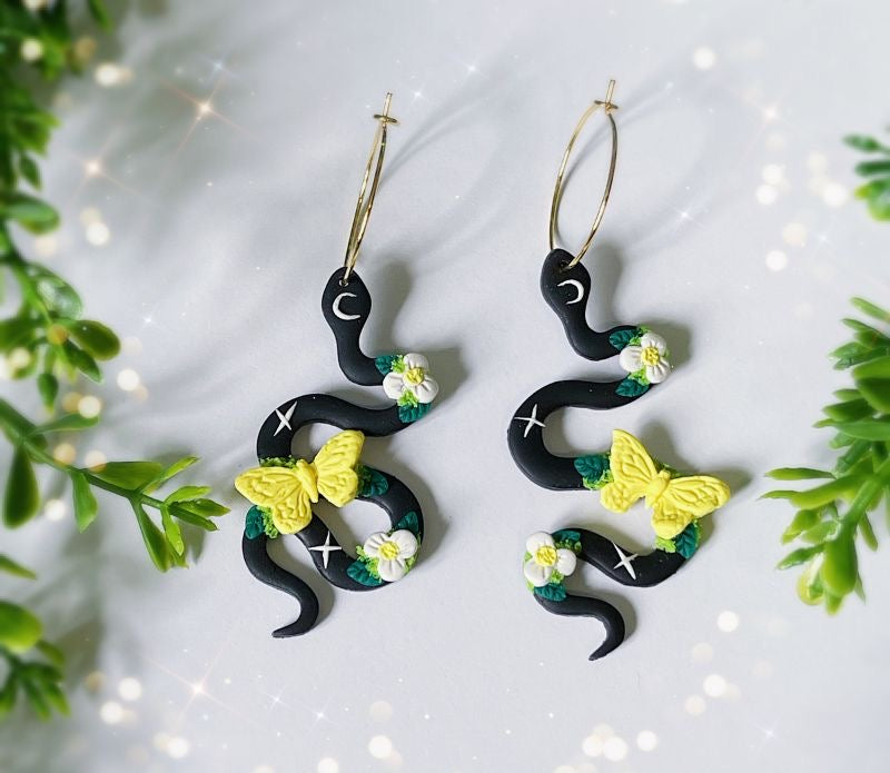 Butterfly π¦ Snake Clay Earrings
