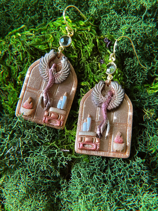 Phoenix Fire Shelf Hoop Earrings