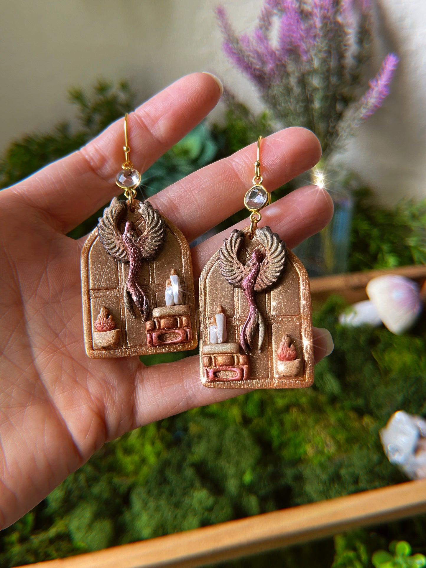 Phoenix Fire Shelf Hoop Earrings