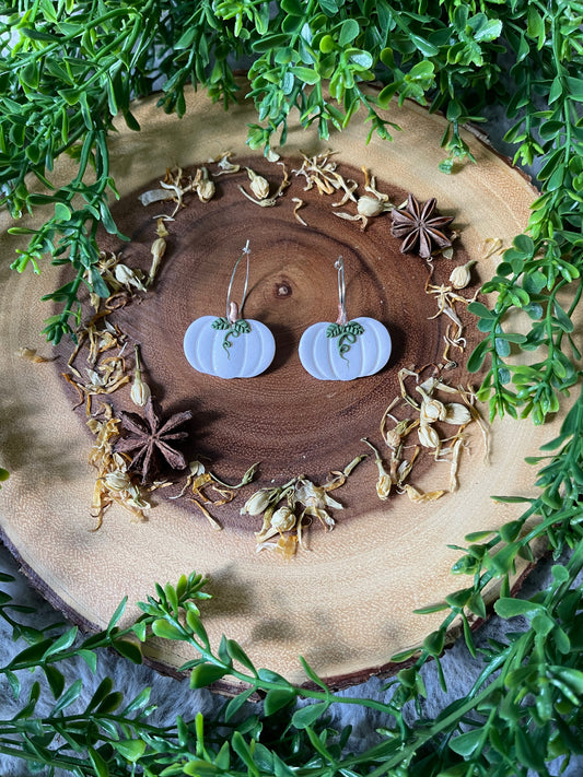 White Pumpkin Hoop Earrings