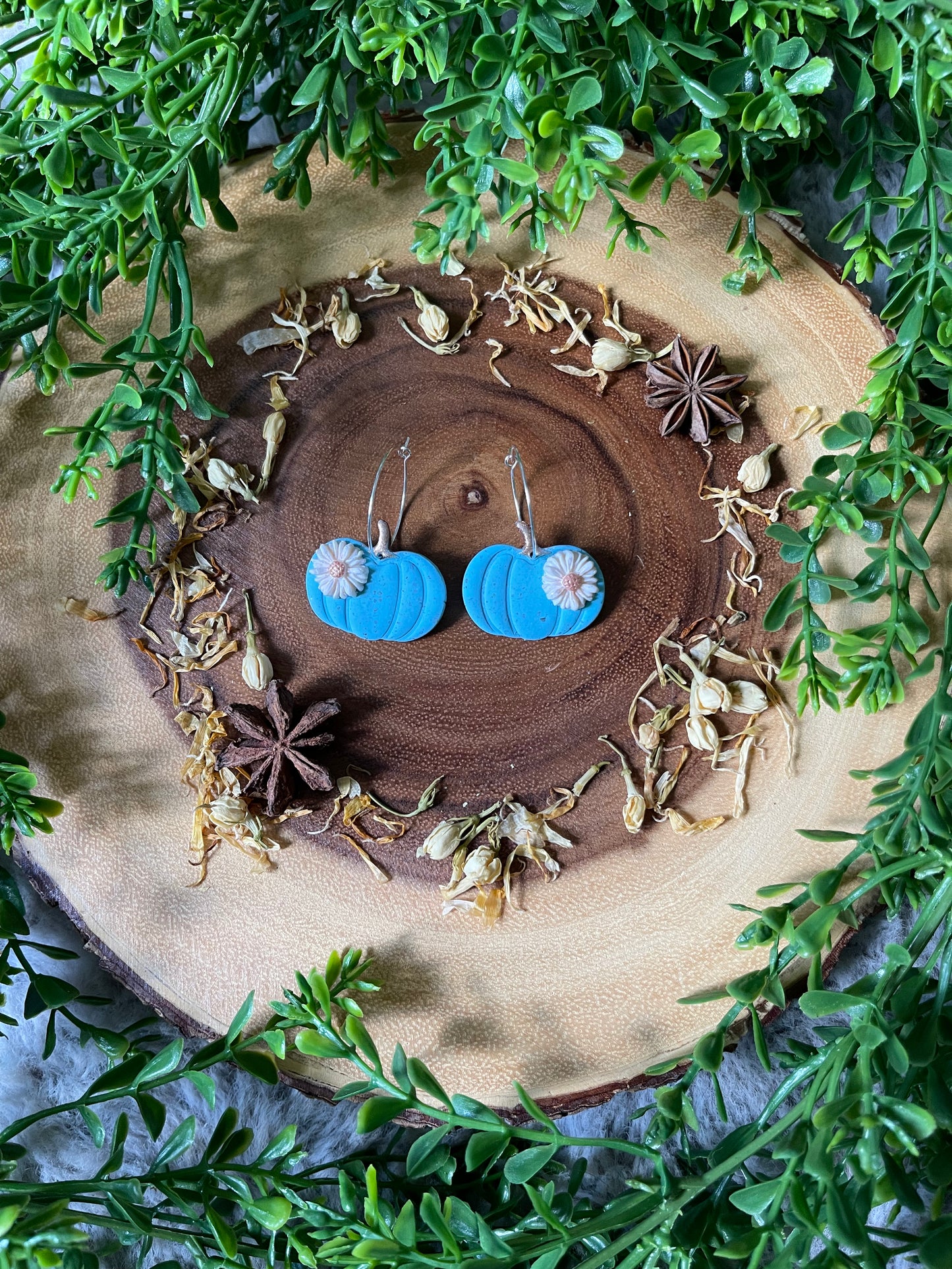 Turquoise Pumpkin Hoop Earrings