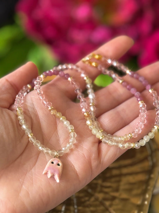 Pink Lemonade Ghostie 19.75in Choker Necklace