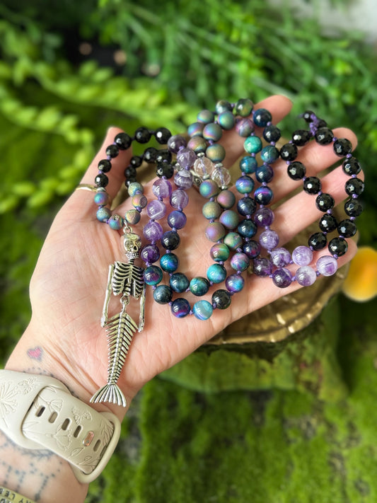 Spooky Siren 💀🧜🏼‍♀️ 90 bead Hand-Knotted Necklace