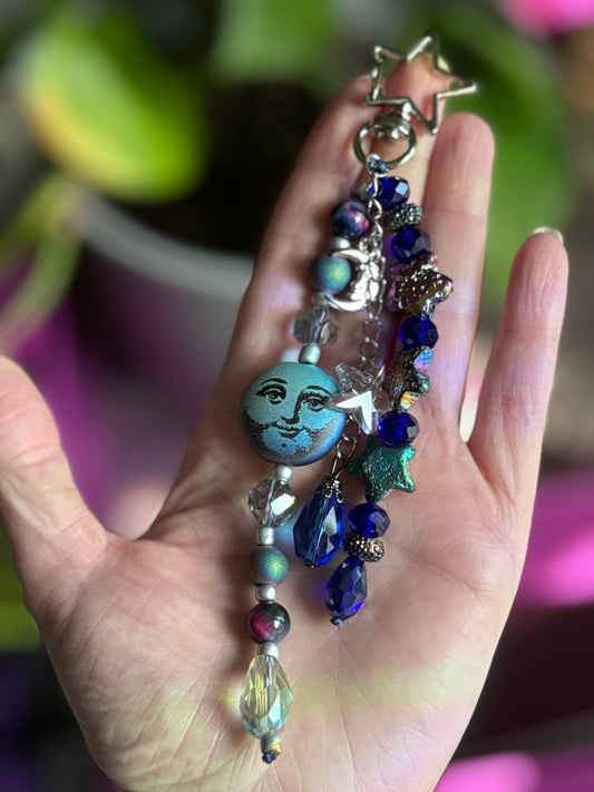 Whimsy Moon Dreamer 🌝🌟🩵 Purse Charm