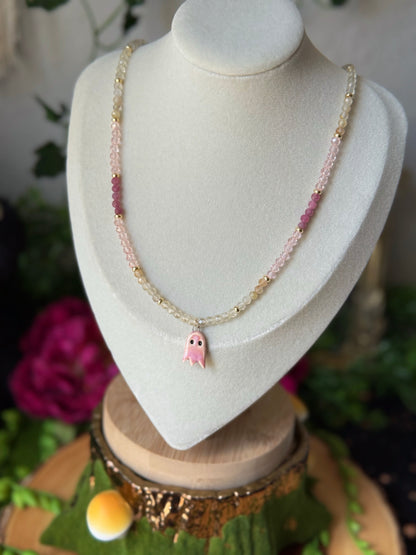 Pink Lemonade Ghostie 19.75in Choker Necklace