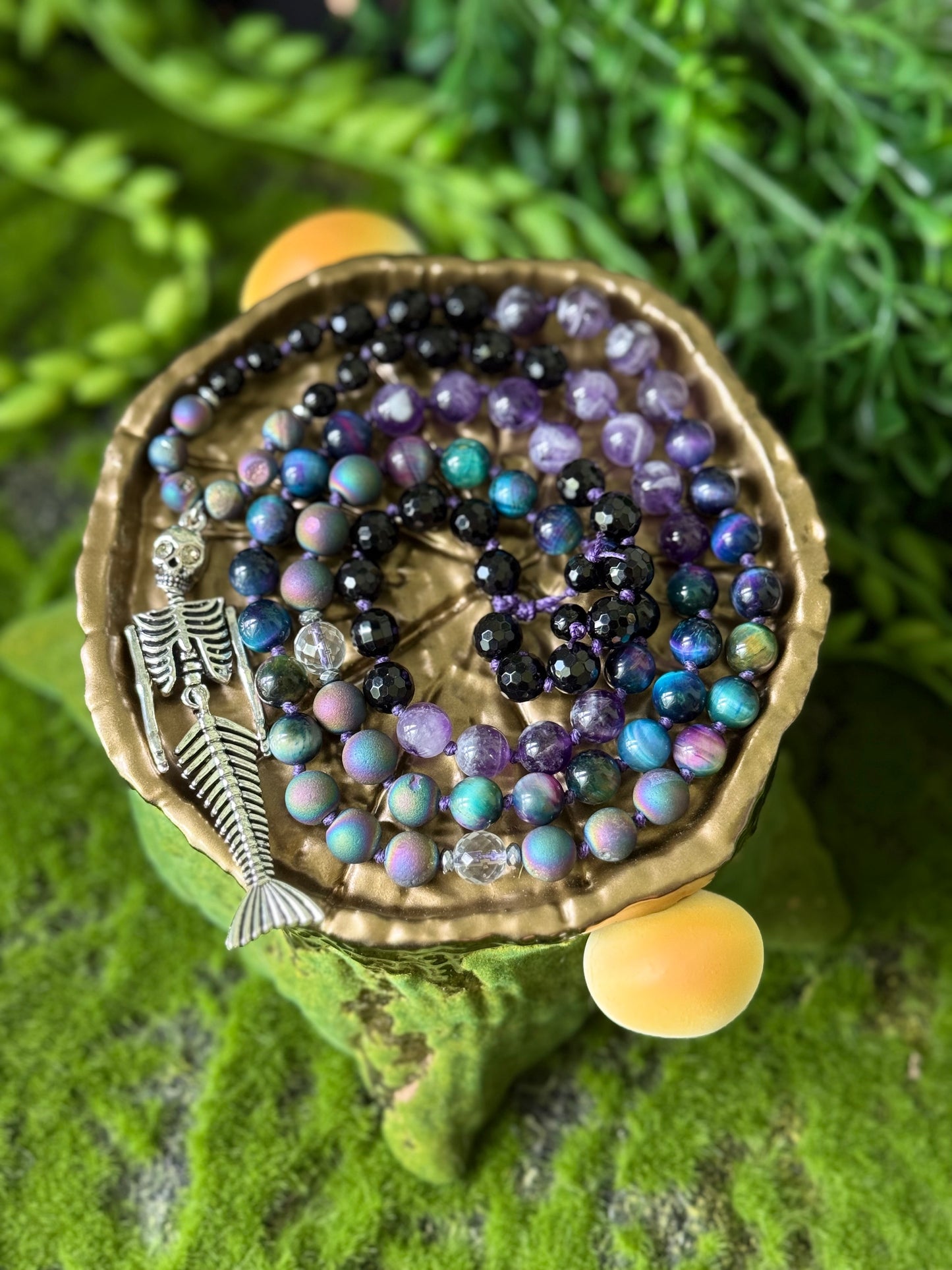 Spooky Siren 💀🧜🏼‍♀️ 90 bead Hand-Knotted Necklace