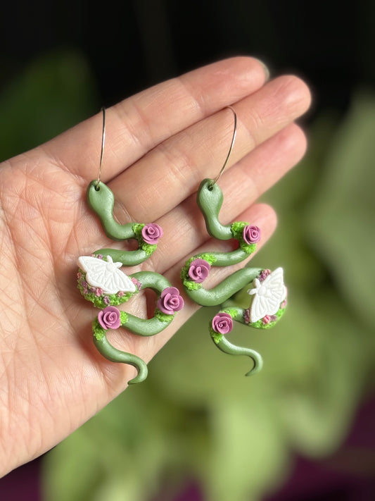 Garden Snake Clay Earrings