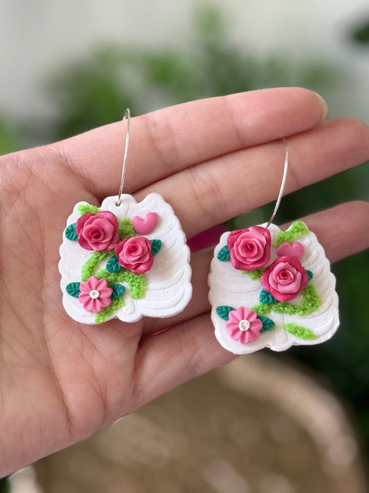 Mossy Floral Ribcage Clay Earrings