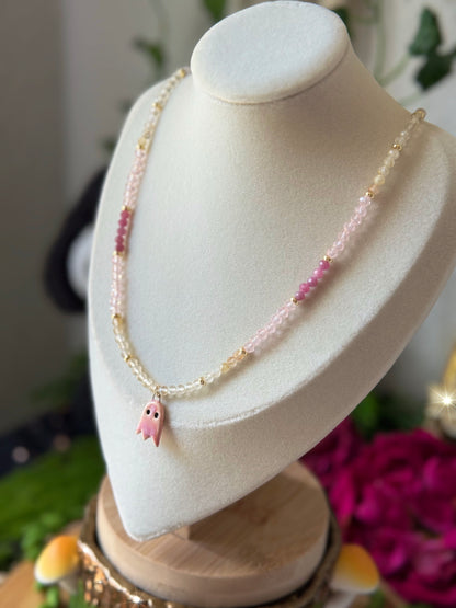 Pink Lemonade Ghostie 19.75in Choker Necklace
