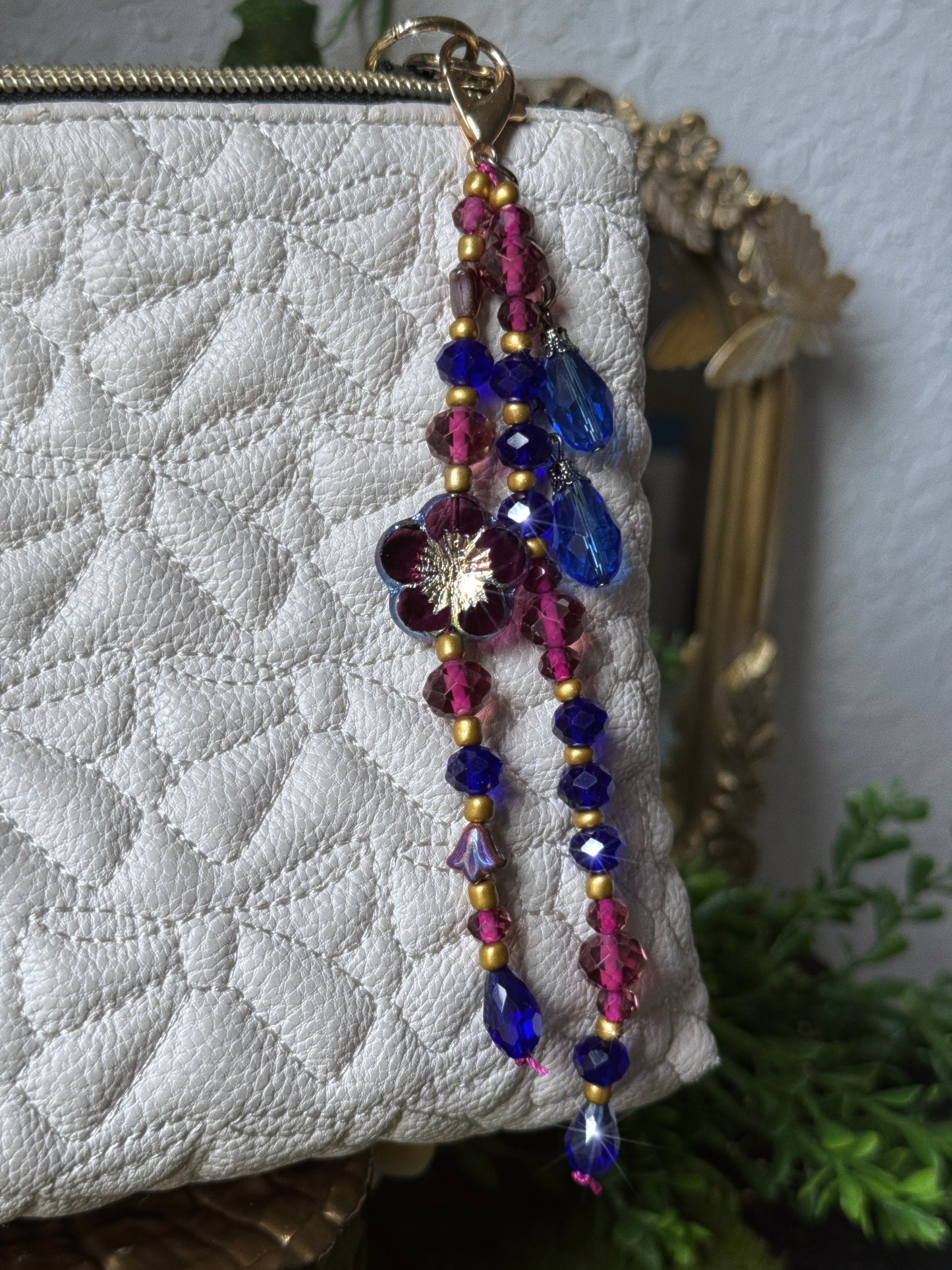 Bejeweled Flower Purse Charm