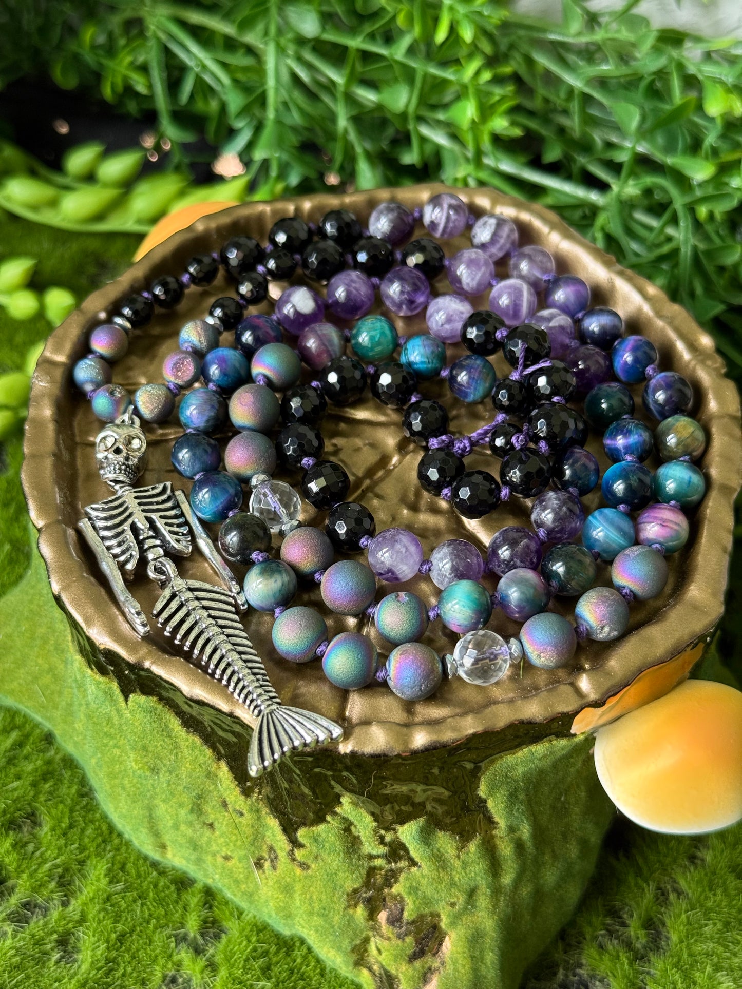 Spooky Siren 💀🧜🏼‍♀️ 90 bead Hand-Knotted Necklace