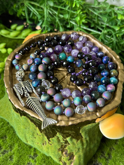 Spooky Siren 💀🧜🏼‍♀️ 90 bead Hand-Knotted Necklace