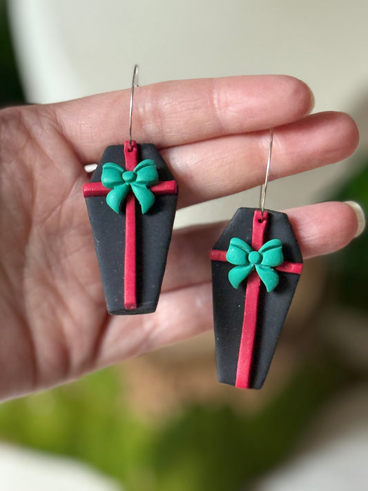 Creepy Gothmas Coffin Post Earrings