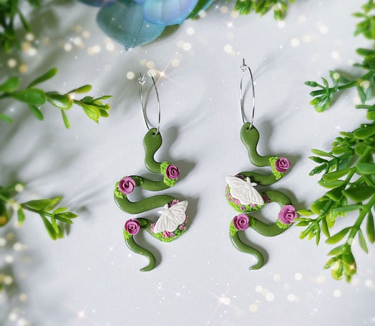 Garden Snake Clay Earrings
