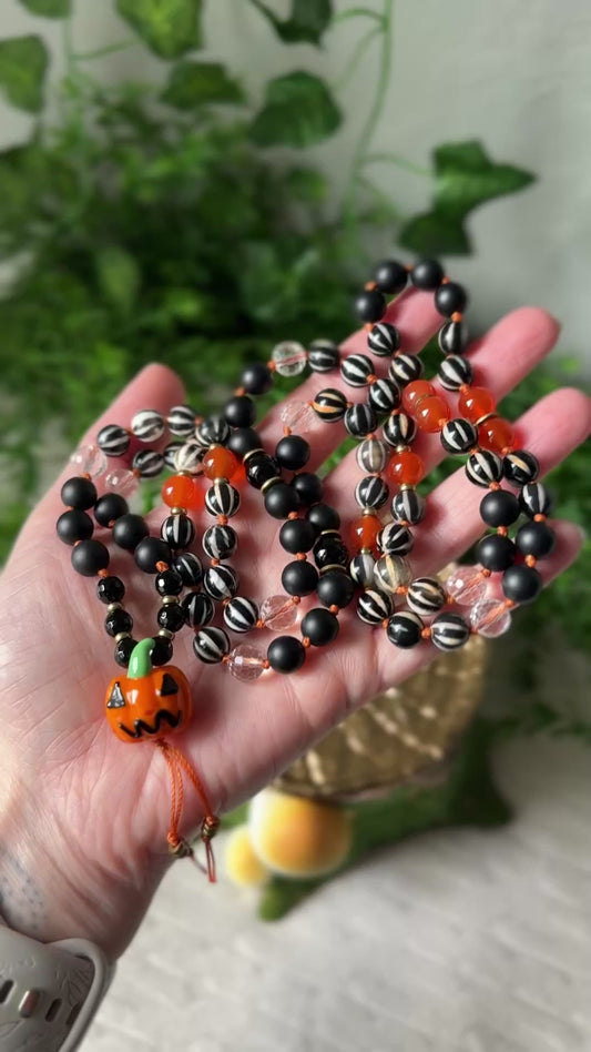 Pumpkin Jack hand-knotted Necklace