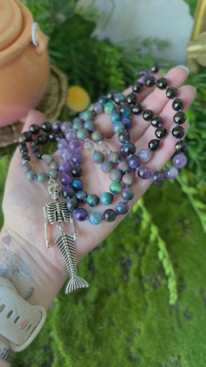 Spooky Siren 💀🧜🏼‍♀️ 90 bead Hand-Knotted Necklace